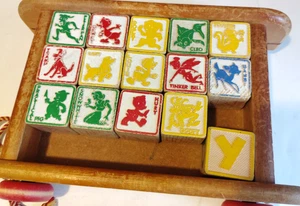 1960s Playskool Colorol Wagon Wooden Pull Toy Wood Block Lot Pluto Dopey + #1348 - Picture 1 of 8