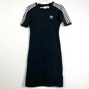 Adidas Kleid Shirtkleid Gr.38 Damen Schwarz Weiß Sportlich Kurzarm Rundhals Logo - Bild 1 von 6
