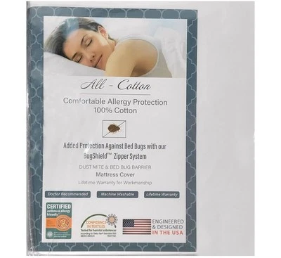 Funda protectora de colchón doble de algodón con cremallera National Allergy, hipoalergénica Foto 1 de 4