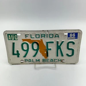 Florida 1986 Nummernschild Palm Beach Oldtimer FL Tag 499 FKS - Bild 1 von 2