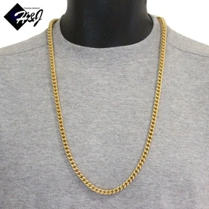30"MEN's Stainless Steel 6mm Gold Plated Franco Box Cuban Curb Chain Necklace - Picture 1 of 4