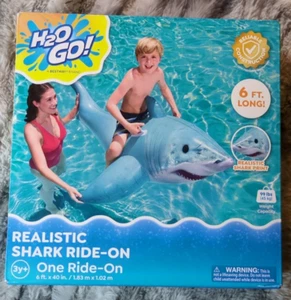 H2O Go! Bestway Realistic Shark Pool Float Inflatable 6’ Ride On Water Float NEW - Picture 1 of 2