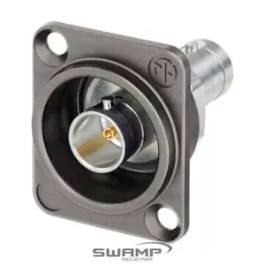 Neutrik NBB75DFIX UHD 4K/8K BNC Chassis Connector Feed-through Brass D-Shape - Foto 1 di 3