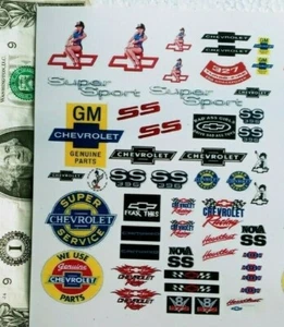 1/24 1:24 SLOT CAR White WATERSLIDE DECALS Super Chevrolet Chevy Nova Camaro !! - Picture 1 of 1