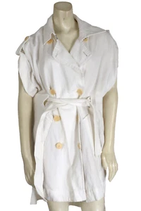 BCBG Max Azria Olenka Off White Short Sleeve Double Breasted Trench Coat Size S - Picture 1 of 12