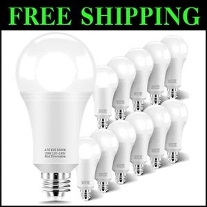 A21 E26 LED Bulbs 2500 Lumens, Pack of 12 - Bright Daylight White 5000K - Picture 1 of 8