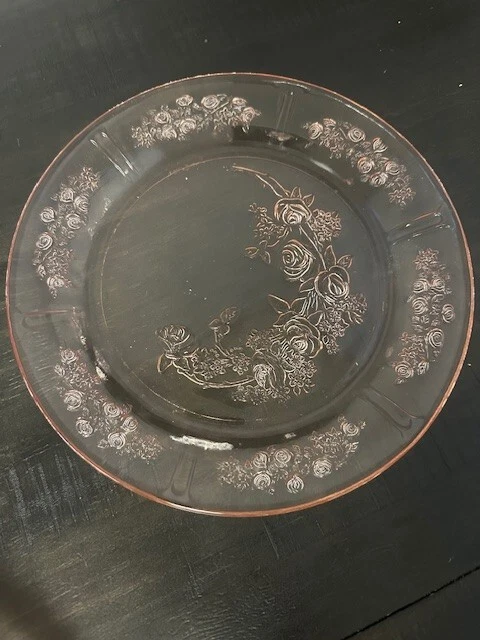 1930's Federal Glass Pink Color Rosemary Depression Pattern Dinner Plate - Image 1 of 1