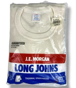 J.E. Morgan Long Johns Thermal Shirt Men Size XL 46-48 White Long Sleeve Vintage - Picture 1 of 4