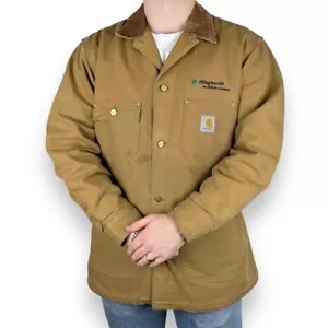 Vintage Carhartt C01 BRN Michigan Blanket Lined Jacket, Tan/Brown, Large (CB496) - Picture 1 of 7