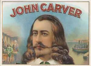 VTG JOHN CARVER TOBACCO CIGAR LABEL - EMBOSSED - Picture 1 of 2