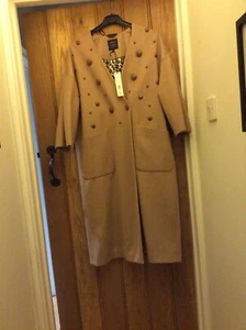 John Lewis Beaded Camel Oversized Coat Erica Davies Size Medium - Picture 1 of 8