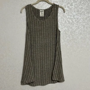 Camiseta sin mangas túnica adornada con tachuelas gris vocal sin mangas acanalada tejida elástica M - Imagen 1 de 6