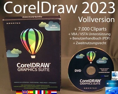 Corel Draw Graphics Suite 2023 Vollversion 2 Win/Mac Box + DVD Jahresabo OVP NEU - Bild 1 von 4