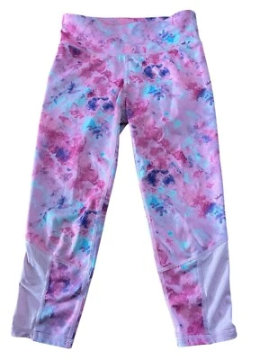 Gap Fit Girls Multicolor Tie Dye Leggings Size M 8-9 Capri Activewear Pink Blue - Image 1 of 4