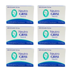 Grisi Neutro Bar Soap Neutral pH Hypoallergenic Skin Cleanser 3.5 Oz. Pack of 6 - Picture 1 of 6
