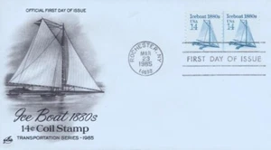 2134 14c ICE BOAT - #1 Line strip of 2 - Bild 1 von 1