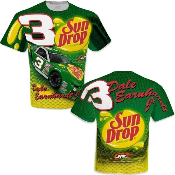 Dale Earnhardt Jr. #3 Sun Drop Sublimated JR Motorsports Total Print Green Shirt - Image 1 of 1