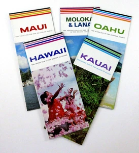Vintage Hawaii Illustrated Travel Brochures Maps Kauai Oahu Maui Molokai 1960s - Picture 1 of 23