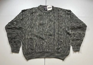 Vintage Roundtree & Yorke 3D-Knit Sweater Men’s L Gray Chunky Textured NWT - Picture 1 of 6