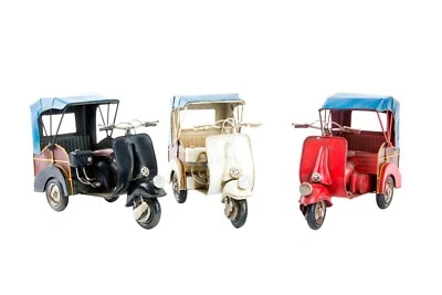 VESPA  125 TAXI TUK TUK  MODELLINO IN LATTA SOPRAMMOBILE VESPA CON TRASPORTINO - Immagine 1 di 4