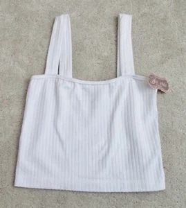 SUZETTE COLLECTION Crop Top donna a costine bianco taglia S - Foto 1 di 1