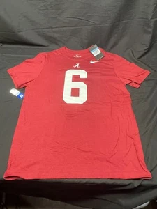 Alabama Crimson Tide Shirt Football #6 DeVonta Smith Nike Rosso Manica Corta Uomo M - Foto 1 di 8
