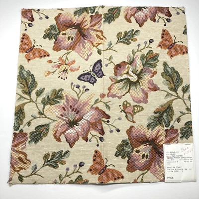 Decorative Fabric Upholstery Sample 16" Square Italy Cotton Poly Butterfly Linen - Image 1 of 4