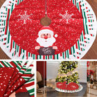 Red Christmas Tree Skirt Base Faux Fur Xmas Floor Mat Ornaments Decoration 80CM