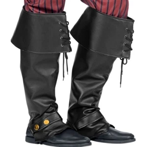Schwarze Stiefel Stulpen Stiefel-Überzieher in Lederoptik - Kostüm Zubehör #9815 - Bild 1 von 1