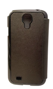 Icon Saffiano Leather Flip Case For Samsung Galaxy S4 - Black - Picture 1 of 6