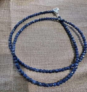 A++ Natural Lapis Lazuli 2-3MM Tiny Faceted Gemstone Beads Handmade Necklace 18" - Picture 1 of 12