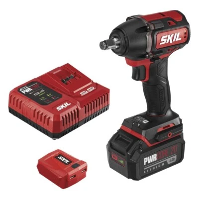 SKIL 20-Volt Motor Sin Escobillas, Kit de Llave de Impacto Inalámbrica 1/2" con Batería de Litio Foto 1 de 4