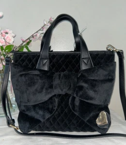 NEW! NWT JUICY COUTURE Velour Tied With A Bow Tote Black Liquoirce - Picture 1 of 8
