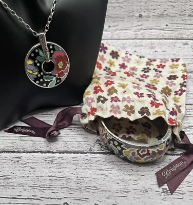 Juego de 2 collar y pulsera de flores esmaltadas Brighton tono plata COLORIDO 002 Foto 1 de 4