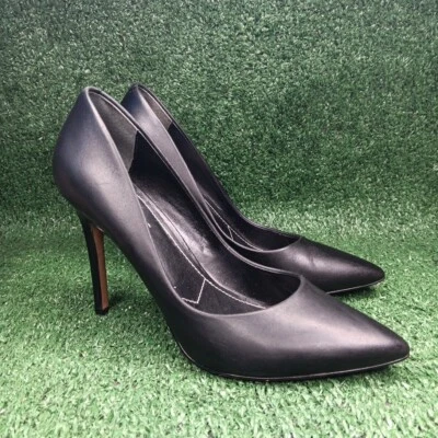 Zapatos de salón Charles by Charles David de cuero negro punta sin cordones de tacón alto talla 7 5 Foto 1 de 4