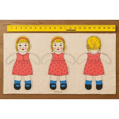 Panel de tela vintage cortar y coser muñeca costura artesanía material de proyecto Foto 1 de 4