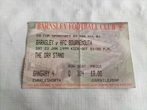 1998/99 Barnsley v AFC Bournemouth FA Cup TICKET STUB folded - Picture 1 of 2