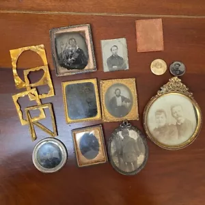 Lot of Antique Photo Repair Parts Preservers Glass Frames Union Case Parts etc - Picture 1 of 13
