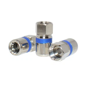 100 Pack RG6 Dual Shield Coaxial Self Lock F-Type Connector - Picture 1 of 6