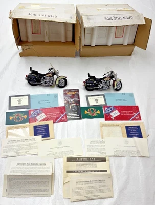 2 Harley Davidson Soft Tail Motorcycles Bikes Franklin Mint New in Original Pair - Image 1 of 4