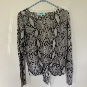 Karlie Women’s Snake Print Tie Front Lightweight Sweater; Size Large - Picture 1 of 6