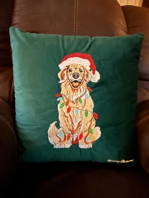 Tommy Bahama Golden Retriever Vacaciones Navidad Funda Almohada Decoración del Hogar Foto 1 de 2