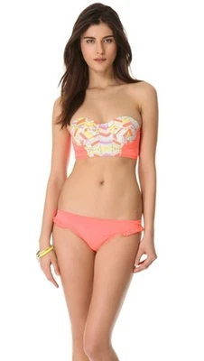 Top de bikini ZINKE para mujer azul chevron/rosa paleta estribor bustier talla L $99 Foto 1 de 4