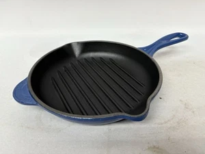 Le Creuset Griddle Grill Skillet Frying Pan 20 Blue Cast Iron Round - Picture 1 of 24