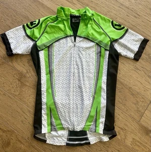 Canari Cycling Jersey Mens Large Green Black Gray Full Zip Short Sleeve - Picture 1 of 3