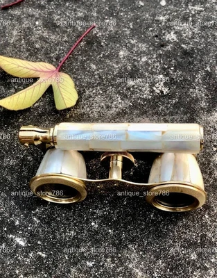 Vintage Brass Opera Glasses Mother of Pearl & Handle Brass Fittings France - Image 1 of 4