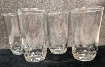 Lote de 4 vasos de jugo de jalea con estampado de pulgar vintage bonito vidrio pesado 3 7/8" Foto 1 de 4