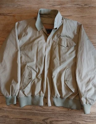 Vtg Brooks Brothers Jacket Mens Sz 44L Long Beige Wool Lining Full Zip Khaki - Image 1 of 4