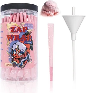 ZAPWRAP 72 PCS Pink Pre Rolled Cones| Ice Cream Flavor | King Size Rolling... - Picture 1 of 5