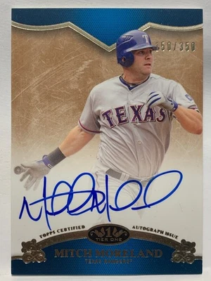 2012 Topps Tier One On the Rise Auto /350 Mitch Moreland #OR-MM Texas Rangers - Image 1 of 2